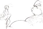  2004 anthro belly breasts duo fairy female genitals humanoid humanoid_on_anthro kemono kira_nerisu male male/female mammal nude overweight overweight_male penis simple_background size_difference sketch ursid white_background 