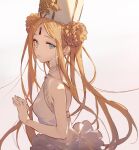  1girl abigail_williams_(fate/grand_order) abigail_williams_(swimsuit_foreigner)_(fate) absurdres bangs bare_shoulders blonde_hair blue_eyes braid braided_bun breasts double_bun dress_swimsuit fate/grand_order fate_(series) forehead highres keyhole long_hair mitre parted_bangs sidelocks small_breasts swimsuit tsuiru twintails very_long_hair white_headwear white_swimsuit 