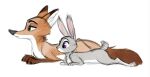  brown_body brown_fur canid canine colored_sketch dipstick_ears disney duo feral feralized fox fur gloves_(marking) green_eyes grey_body grey_fur hi_res judy_hopps lagomorph leporid lying mammal markings multicolored_body multicolored_ears multicolored_fur nick_wilde on_front purple_eyes qalcove rabbit red_fox scut_tail simple_background size_difference tailwag two_tone_body two_tone_fur white_background white_body white_fur zootopia 