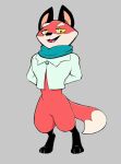  anthro bottomless canid canine cartoon_network clothed clothing digitigrade fox fur jacket lunarlashed male mammal mao_mao:_heroes_of_pure_heart orange_body orange_fur rufus_(mao_mao:_heroes_of_pure_heart) scarf smug solo topwear yellow_eyes 