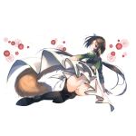  1girl animal_ears ass boots brown_eyes brown_hair full_body hair_flaps high_heels highres long_hair long_sleeves looking_back low_ponytail official_art panties solo tail thigh_boots thighhighs transparent_background underwear utawareru_mono utawareru_mono:_lost_frag very_long_hair white_panties 