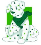  :3 alpha_channel bandanna canid canine canis cleanteeth124 clover_puppy domestic_dog feral fur green_eyes green_nose hi_res kerchief mammal shamrock sitting smile webkinz white_body white_fur 
