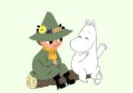 2020 anaguma1ro anthro duo hi_res log looking_at_another male moomin moomintroll simple_background sitting snufkin the_moomins wood 