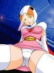  1girl battle_of_the_planets bird breasts erect_nipples female g-force gatchaman helmet jun_the_swan panties smile solo spread_legs swan tatsunoko_production underwear 