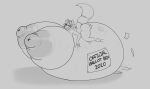  2020 anthro ballot_stuffing banded_tail belly big_belly big_breasts breasts canid canine canis eyewear female glasses hi_res huge_breasts hyper hyper_belly hyper_breasts inflation jackie_shay mammal mature_female monochrome paper political_cartoon politics schwoo solo tagme text wolf 