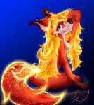  absurd_res anthro blue_eyes breasts canid canine erika female fire firefox fox hi_res lobofeo mammal nipples nude solo 