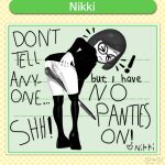  &gt;_&lt; 1girl absurdres anus ass bent_over black_legwear bob_cut closed_eyes commentary english_text from_behind glasses highres mii_(nintendo) monochrome nikki_(swapnote) no_panties owo_sfm pussy short_hair solo standing stylus swapnote sweater twitter_username uncensored watermark 