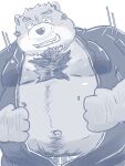 2021 3:4 anthro belly blush clothed clothing dain_4201 eyes_closed hi_res kemono male mammal moobs navel open_clothing open_shirt open_topwear overweight overweight_anthro overweight_male pubes shirt simple_background solo topwear underwear undressing ursid white_background 
