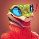  ! 1:1 ambiguous_gender anthro blue_eyes clothed clothing fivel gecko gradient_background green_body green_scales lizard open_mouth reptile scales scalie simple_background smile surprised_expression sweater topwear turtleneck 