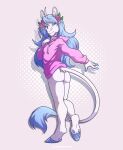  2021 5_fingers blue_hair clothing digital_media_(artwork) equid equine eyebrows eyelashes fingers hair hi_res hoodie hooves horn lapres mammal pink_clothing pink_hoodie pink_topwear topwear unicorn 