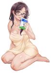  megane naked nipples okinaga_umanosuke seifuku towel wet wet_clothes 