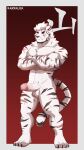  1boy abs animal_ears arkkus arknights bara blush completely_nude crossed_arms erection full_body furry highres male_focus mountain_(arknights) muscular muscular_male navel nude pectorals penis scar scar_across_eye short_hair solo standing thick_thighs thighs tiger_boy tiger_ears tiger_stripes uncensored white_fur 