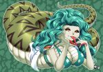  animal_humanoid bikini boa_sandersonia breasts cape clothing female green_background green_body green_hair hair humanoid jadenkaiba one_piece reptile reptile_humanoid scalie scalie_humanoid simple_background snake_humanoid solo swimwear thecleaner tongue tongue_out yellow_eyes 