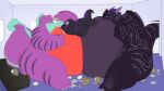  16:9 ambiguous_gender anthro dragon eating eating_food eel fat_furs feeding fish group group_sex gylphie hi_res hyper jay_the_eel lizard male marine obese obese_anthro obese_male overweight overweight_anthro overweight_male reptile scalie sex tankh threesome widescreen 