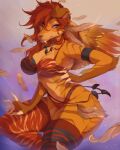  2021 4:5 anthro breasts brown_hair canid canine canis clothed clothing digital_media_(artwork) domestic_dog eyebrows eyelashes female hair hi_res mammal midriff navel orange_eyes solo vexstacy 