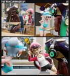  breast_squish breasts callie_(splatoon) cephalopod clothed clothing dark_body dark_skin ear_piercing embarrassed female group humanoid inkling kinkivas marie_(splatoon) marina_(splatoon) marine mollusk nintendo nude octarian octoling piercing pseudo_hair shy smile splatoon squid_sisters_(splatoon) squish tentacle_hair tentacles video_games young 