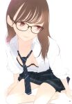  ama_mitsuki bra megane open_shirt seifuku 