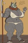  abs anthro armor axe big_arms big_breasts breasts clothing equid equine female headgear helmet hi_res horn horse mammal melee_weapon muscular muscular_anthro muscular_female panties polearm snakedakyoot solo thick_thighs underwear weapon wide_hips yoke 