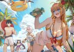  animal_ears bikini j.xh karyl_(princess_connect) kokkoro megane nekomimi open_shirt pecorine pointy_ears princess_connect princess_connect!_re:dive see_through swimsuits sword tail 