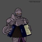  accordion armor borrowed_character droids_reincarnation flat_color grey_background instrument original plate_armor polka_(callous_row) 