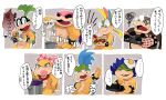  anthro blue_hair bow buckteeth cooking cooking_pot cookware cupcake curry egg eyewear failure female flour food frying_pan green_hair group hair hi_res humor iggy_koopa japanese_text kitchen_utensils koopaling larry_koopa lemmy_koopa ludwig_von_koopa male mario_bros morton_koopa_jr. multicolored_hair nintendo roy_koopa sunglasses teeth text tools video_games wendy_o._koopa zeso 