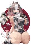  animal_ears bsue horns no_bra sweater tail tattoo 
