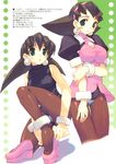  amazuyu_tatsuki crotch_plate earrings green_eyes highres jewelry leotard non-web_source pantyhose rockman rockman_dash shoes shoes_removed single_shoe sleeveless sleeveless_turtleneck tron_bonne turtleneck 