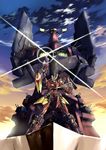  cannon dai-gurren epic gurren-lagann highres kamina_pose kamina_shades lens_flare mecha no_humans perspective pointing pointing_up signature tengen_toppa_gurren_lagann windforcelan 