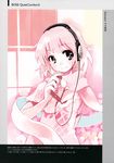  bose brown_eyes digital_media_player eighth_note headphones highres ipod ipod_touch musical_note original pink pink_hair pink_scarf scarf short_hair solo ushiki_yoshitaka 