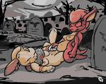  anthro breasts cybunny duo eyes_closed female fur graveyard kyrii lesbian neopets nipples paws pussy red_fur sex tribadism 