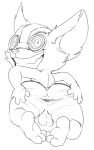  anthro butt eyewear glasses hi_res jerseydevil league_of_legends looking_at_viewer male monochrome riot_games smile solo spread_butt spreading video_games yordle young ziggs_(lol) 