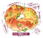  bread doughnut food food_focus highres momiji_mao no_humans original pastry pistachios simple_background still_life translation_request vegetable white_background 