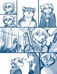  2021 anthro blue_and_white bone brutus_(twokinds) canid canine canis chain cloak clothing clovis_(twokinds) comic conditional_dnp death dungeon fire fox group inside male mammal monochrome open_mouth prison robe sketch smile standing teeth tom_fischbach twokinds webcomic webcomic_character wolf 