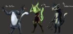  ambiguous_gender anthro clothing colored_fire fire flaming_body flaming_tail fool&#039;s_hat gla&#039;aki green_fire group hand_mouth hat headgear headless headwear hi_res jester lovecraft moki_(species) oniontrain ori_(series) ori_and_the_blind_forest ori_and_the_will_of_the_wisps overweight smile spikes spikes_(anatomy) tongue tongue_out tulzscha whip y&#039;golonac 