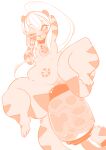  anal_prolapse anthro anus_pump breasts collar cross felid female hair hyper_prolapse long_hair mammal markings miagecko monochrome one_eye_closed orange_and_white pantherine prolapse sinclare slightly_chubby small_breasts solo thick_thighs tiger 