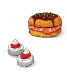  cream fish food food_focus fruit hamburger highres makizushi no_humans ocatg original rice sauce simple_background spring_onion still_life strawberry sushi white_background 