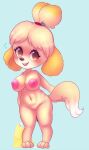  animal_crossing anthro big_breasts blue_background blush bodily_fluids breasts brown_eyes canid canine canis domestic_dog dripping female fur genital_fluids genitals hair hi_res holding_tail isabelle_(animal_crossing) looking_at_viewer mammal nintendo nipples nirvanilla nude open_mouth pussy pussy_juice pussy_juice_drip pussy_juice_on_ground sex_toy shih_tzu short_stack simple_background smile solo standing teeth thick_thighs tongue toy_dog vibrator video_games wide_hips yellow_body yellow_fur 