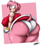  2021 absurd_res amy_rose anthro blush clothed clothing dress eulipotyphlan female hedgehog hi_res looking_back mammal nipple_outline panties raised_clothing raised_dress solo sonic_the_hedgehog_(series) superix thick_thighs underwear 