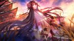  animal bird brown_eyes brown_hair clouds fate/grand_order fate_(series) japanese_clothes kara_no_kyoukai kernel_killer kimono long_hair ryougi_shiki sky sword weapon 