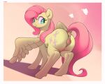  2021 absurd_res animal_genitalia animal_pussy anus butt cutie_mark dock equid equine equine_pussy eyelashes female feral fluttershy_(mlp) friendship_is_magic genitals hasbro hi_res looking_back mammal my_little_pony nookprint pegasus pussy simple_background smile solo white_background wings 