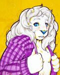  anthro blue_eyes copic danji-isthmus felid fur hair hi_res lion male mammal marker pantherine redraw tagme white_body white_fur white_hair 