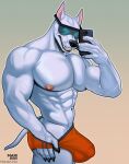  2020 anthro arnold_the_pitbull big_bulge big_pecs black_nose bulge canid canine canis clothing domestic_dog eyewear fur hi_res male mammal muscular muscular_anthro muscular_male nipples omari pecs pit_bull signature solo sunglasses tiny_toon_adventures underwear vein veiny_muscles warner_brothers white_body white_fur 