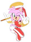  2018 adam_bryce_thomas amy_rose anthro biped boots clothed clothing digital_media_(artwork) dress eulipotyphlan female footwear fully_clothed fur gesture gloves gold_bracelet green_eyes handwear hedgehog holding_object holding_weapon looking_at_viewer mammal melee_weapon one_eye_closed open_mouth open_smile piko_piko_hammer pink_body pink_fur red_boots red_clothing red_dress red_footwear simple_background smile solo sonic_the_hedgehog_(series) v_sign weapon white_background white_clothing white_gloves wink 