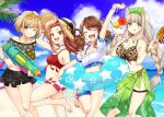  beach blonde_hair blush brown_hair clouds food glasses gray_eyes gray_hair gun hat hazuki_natsu ice_cream kaname_mahiro long_hair marinasu_(kari) otonoha_naho red_hair short_hair skirt suzuna_subaru swim_ring swimsuit touma_rin twintails water weapon yellow_eyes 