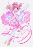  card_captor_sakura dress kinomoto_sakura kisumi_rei thighhighs weapon wings 