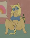  alcohol anthro bedroom beverage curvy_figure dee-dee_(fritz_the_cat) eyewear felid feline female glasses gurokit hi_res mammal slightly_chubby solo 