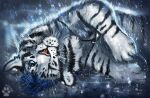  2021 black_stripes blue_eyes blue_hair digital_media_(artwork) felid flashw fur hair mammal pantherine paws smile striped_body striped_fur stripes tiger whiskers white_body white_fur 