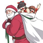  2girls age_difference bag ball_gag barefoot bdsm beard black_blindfold blindfold bondage bound carrying christmas facial_hair feet gag gagged long_sleeves minato_fumi multiple_girls old_man original santa_claus size_difference what 