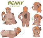  absurd_res anthro benny bodily_fluids butt chubby_male cum domestic_pig dozybunn eating facial_piercing genital_fluids genitals hair hairy hi_res male mammal mullet nipples nose_piercing orange_hair overweight overweight_anthro overweight_male penis piercing rear_view septum_piercing sketch_page sleeping solo suid suina sus_(pig) 