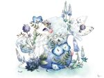  artist_name blue_eyes blue_flower blue_hair closed_mouth commentary dated flower flower_wreath from_side full_body gen_7_pokemon happy highres hyacinth long_hair lotus low-tied_long_hair no_humans pearl_(gemstone) pokemon pokemon_(creature) primarina purple_flower riri_(riri_nasinasi) sideways_mouth signature simple_background smile solo star_(symbol) star_in_eye starfish symbol_commentary symbol_in_eye tied_hair very_long_hair white_background white_flower 